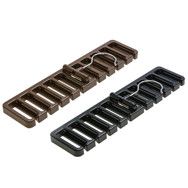 10 Slot Tie and Belt Hanger for Wardrobe Mens Closet Rack Organiser Hook - Black